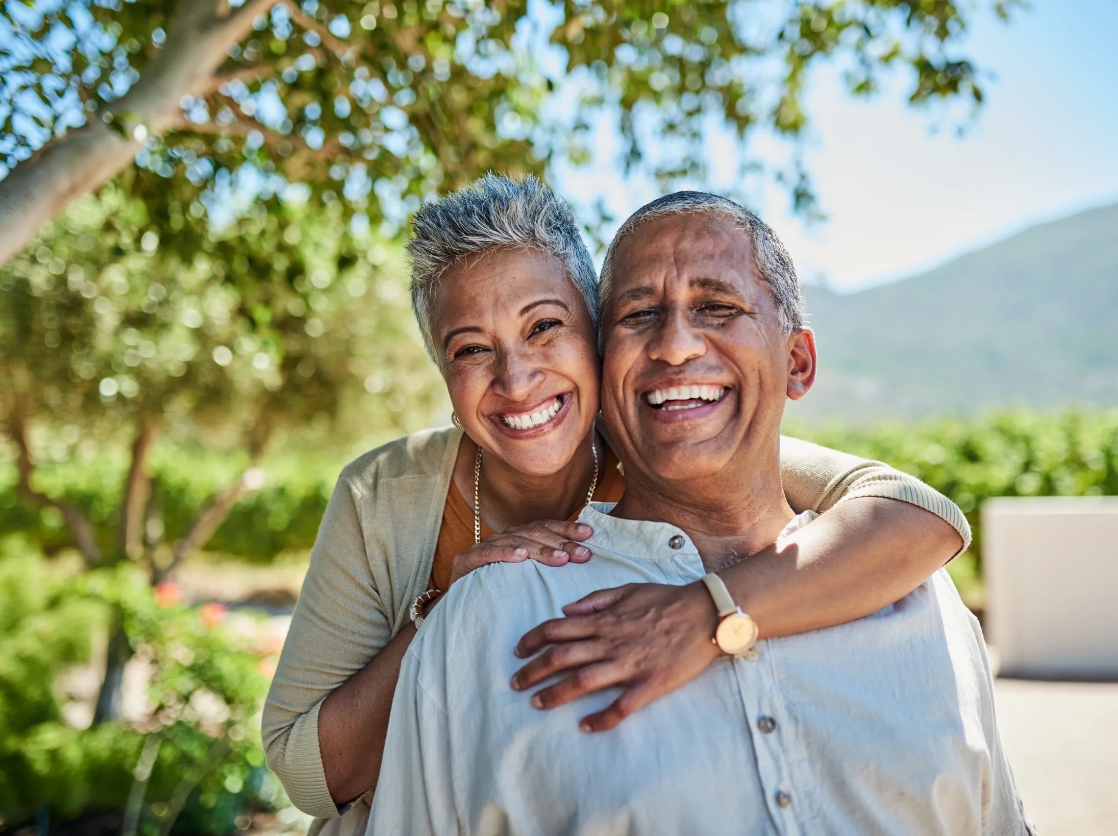 Happy senior couple enjoying retirement peace of mind